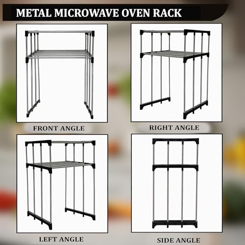 Raxon World® 2-Layer Microwave Stand, OTG Stand, Microwave Oven Rack, Kitchen Storage Shelf (Black, (Metal)) - Image 4
