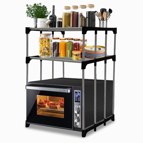Raxon World® 2-Layer Microwave Stand, OTG Stand, Microwave Oven Rack, Kitchen Storage Shelf (Black, (Metal)) - Image 1