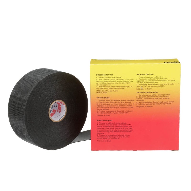 3M Scotch Rubber Splicing Tape 23, 1-1/2 in x 30 ft, Professional Premium Grade, Self-Fusing (EPR based) Rubber Electrical Insulating Tape, Highly Conformable, MRO, Electrical Construction, 1 Roll - Image 2