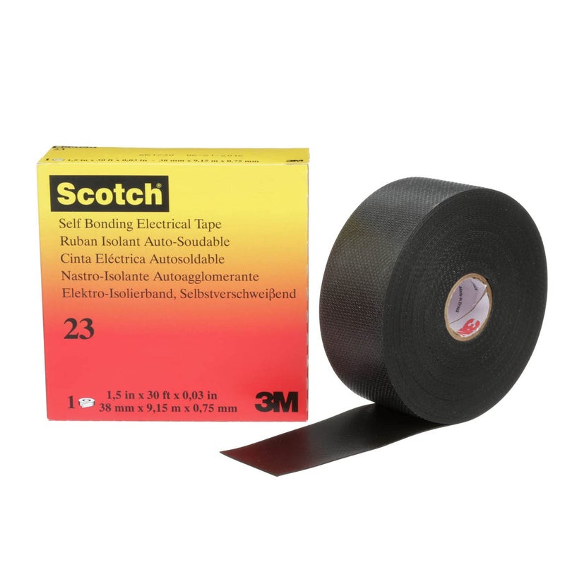 3M Scotch Rubber Splicing Tape 23, 1-1/2 in x 30 ft, Professional Premium Grade, Self-Fusing (EPR based) Rubber Electrical Insulating Tape, Highly Conformable, MRO, Electrical Construction, 1 Roll - Image 1