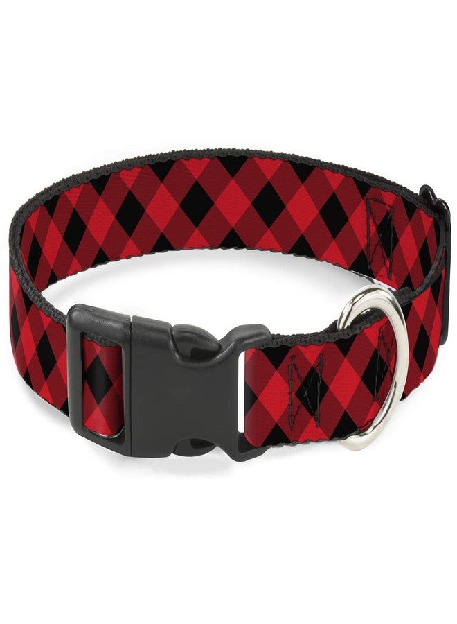 Buckle Down Buckle-Down PC-W30432-NM Diagonal Buffalo Plaid Black/Red Plastic Clip Collar, Narrow Medium/8-12" - Image 1