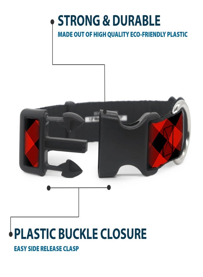 Buckle Down Buckle-Down PC-W30432-NM Diagonal Buffalo Plaid Black/Red Plastic Clip Collar, Narrow Medium/8-12" - Image 4