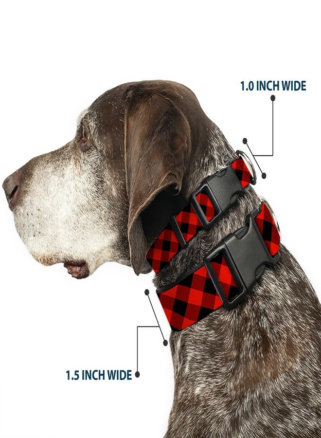 Buckle Down Buckle-Down PC-W30432-NM Diagonal Buffalo Plaid Black/Red Plastic Clip Collar, Narrow Medium/8-12" - Image 2