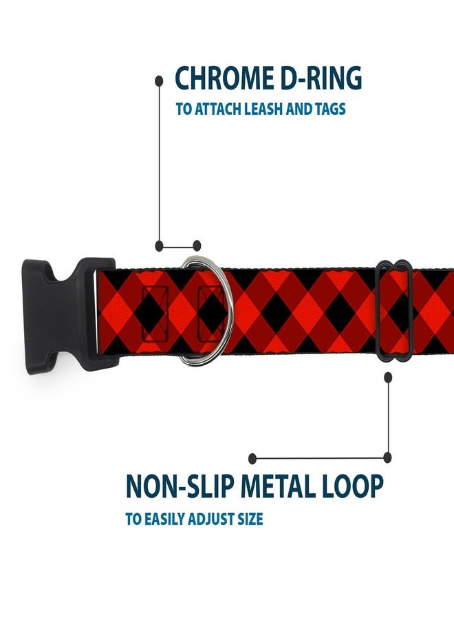 Buckle Down Buckle-Down PC-W30432-NM Diagonal Buffalo Plaid Black/Red Plastic Clip Collar, Narrow Medium/8-12" - Image 5