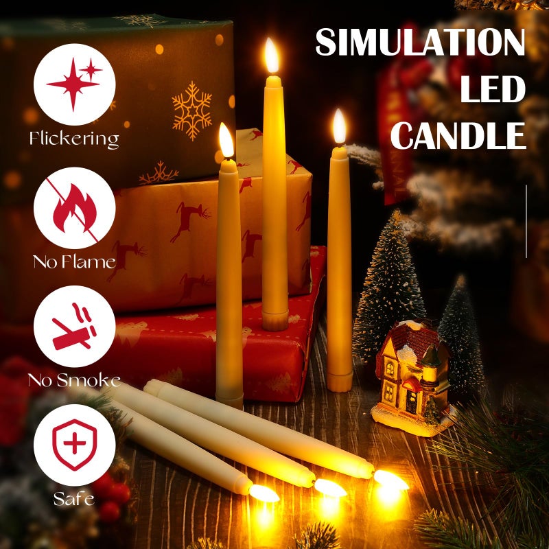 Baquler 100 Pcs Flameless Taper Candles LED Taper Candles Flickering Bulk Ivory LED Candlestick for Easter Wedding Church Halloween Christmas Party Decor Table Centerpiece, 8.5 in, No Batteries - Image 3