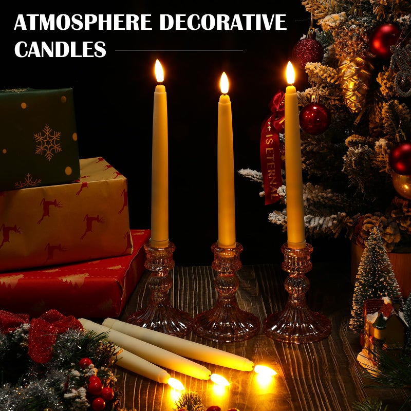 Baquler 100 Pcs Flameless Taper Candles LED Taper Candles Flickering Bulk Ivory LED Candlestick for Easter Wedding Church Halloween Christmas Party Decor Table Centerpiece, 8.5 in, No Batteries - Image 4