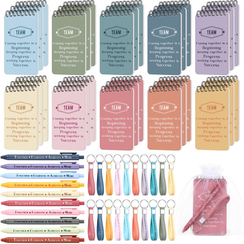 Jetec 120 Pcs Inspirational Stationery Gifts Employee Appreciation Gift for Coworkers Staff Teacher Include Mini Notebooks Pens Thank You Keychains with Organza Bags - Image 2