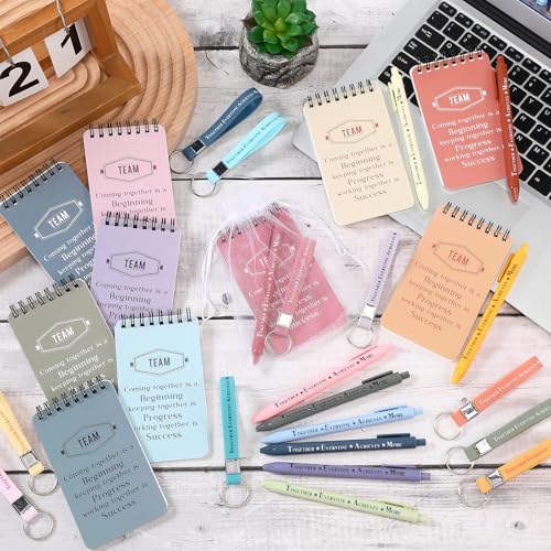 Jetec 120 Pcs Inspirational Stationery Gifts Employee Appreciation Gift for Coworkers Staff Teacher Include Mini Notebooks Pens Thank You Keychains with Organza Bags - Image 3