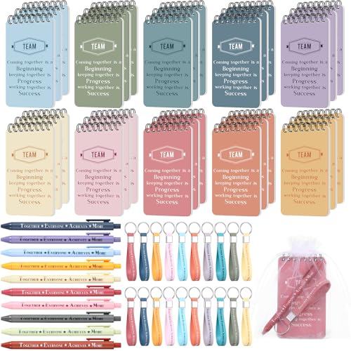 Jetec 120 Pcs Inspirational Stationery Gifts Employee Appreciation Gift for Coworkers Staff Teacher Include Mini Notebooks Pens Thank You Keychains with Organza Bags - Image 1