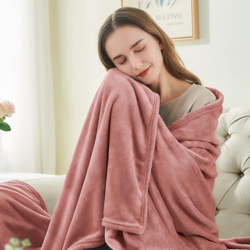 BEDELITE Fleece Blanket Dusty Pink Throw Blankets for Couch Bed Luxury Plush Cozy Fuzzy Blanket 50x60 inches Super Soft Warm Lightweight Throw Blanket for Travel Camping - Image 3