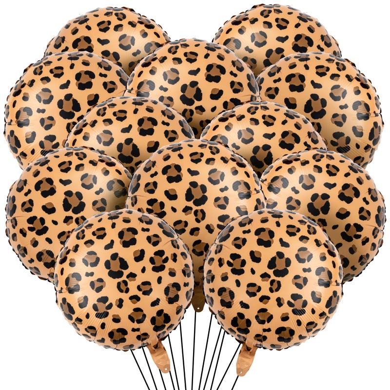 BBTO 12 Pcs 18 Inch Neon Rainbow Leopard Birthday Foil Balloons Color Cheetah Balloons Cheetah Birthday Decorations Neon Rainbow Leopard Decorations Supplies for Party Golden Brown - Image 3