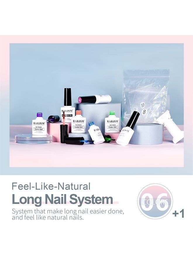 RARJSM Jelly Gel Nail Polish Set, Translucent Neon Nail Polish 6 Color Pink Green Blue Purple Yellow Orange Gel Nail Art 10 Sizes Long Fake Nails in Gift Package - Image 3