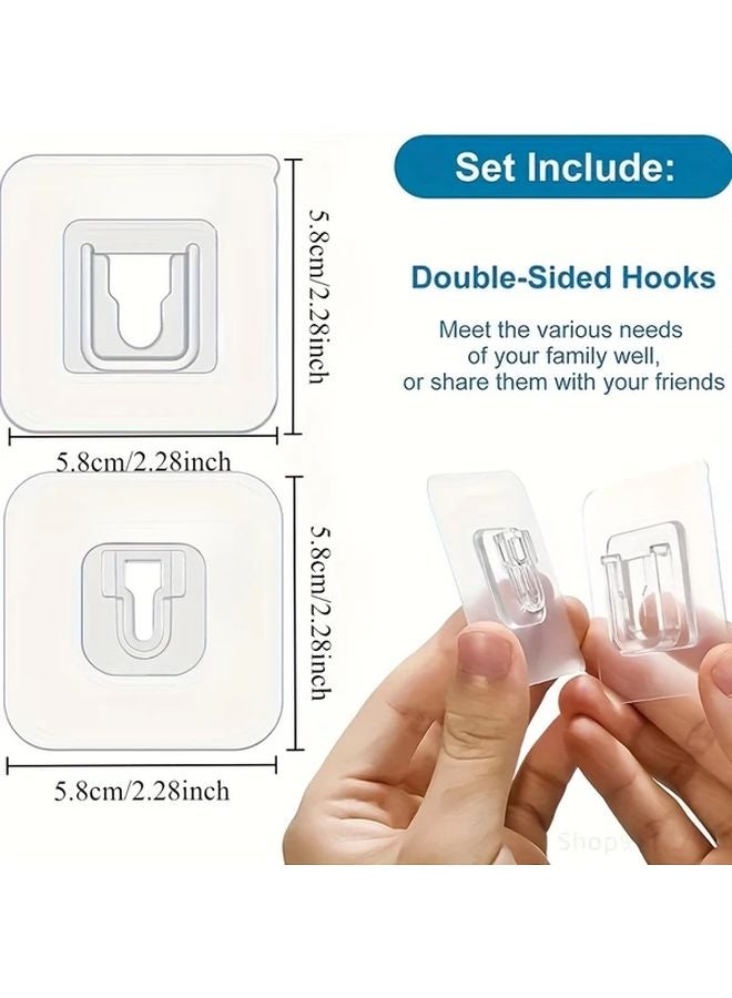 100 Pcs Heavy Duty Double Sided Adhesive Hooks Transparent No Drill Damage Free Removal - Image 4