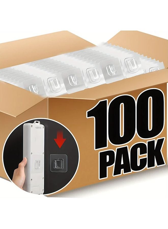 100 Pcs Heavy Duty Double Sided Adhesive Hooks Transparent No Drill Damage Free Removal - Image 3