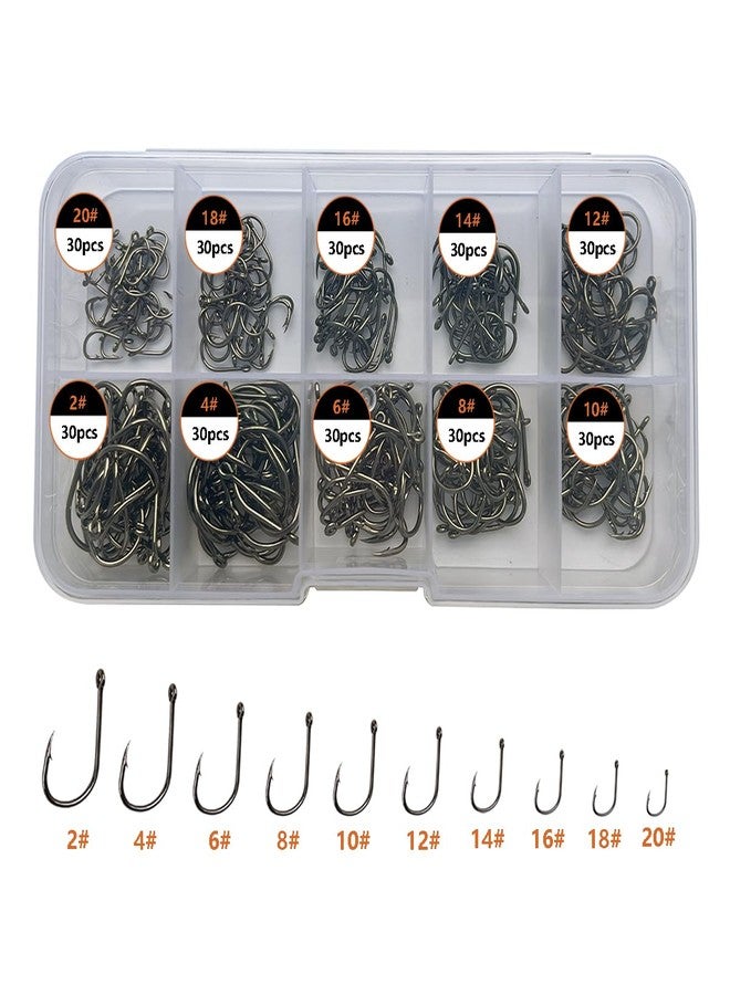 AMHDV 300Pcs/ 500Pcs/ 1000Pcs Small Fishing Hooks, 10 Different Sizes Tiny Fish Hook Set for Freshwater (300pcs (2# to 20#)) - Image 1