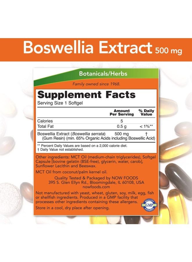 Now Foods Boswellia Extract Dietary Supplement 500mg - 90 Softgels - Image 3