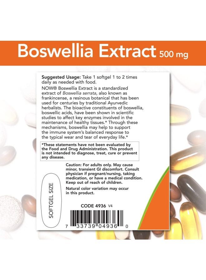 Now Foods Boswellia Extract Dietary Supplement 500mg - 90 Softgels - Image 4