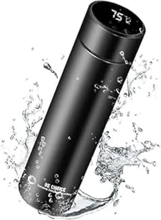 MJ Flask Smart Temperature Display Insulated Thermal Vacuum Flask, 500ml, LED Display, Satin Black