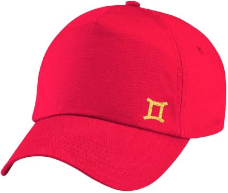 Red Cap with Gemini zodiac Golden Color Logo