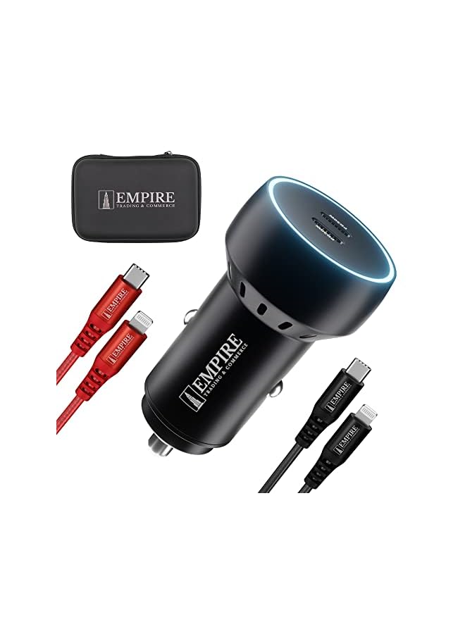 PROMASS Fast Car Charger with PD 60W Dual Port + 2 Phone Charger iPhone Cables (3m & 1m) USB C Car Charger, iPhone Car Charger Fast Charging Technology with FREE Air Freshener & Overcharging Protection - Image 2