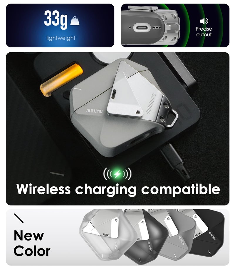 Aulumu A29 Geometric AirPods 4 Case with Lock | Protective Cover with Nylon Buckle | Alloy Armour | Compatible with Apple AirPods 4th (2024) - Black - Image 3