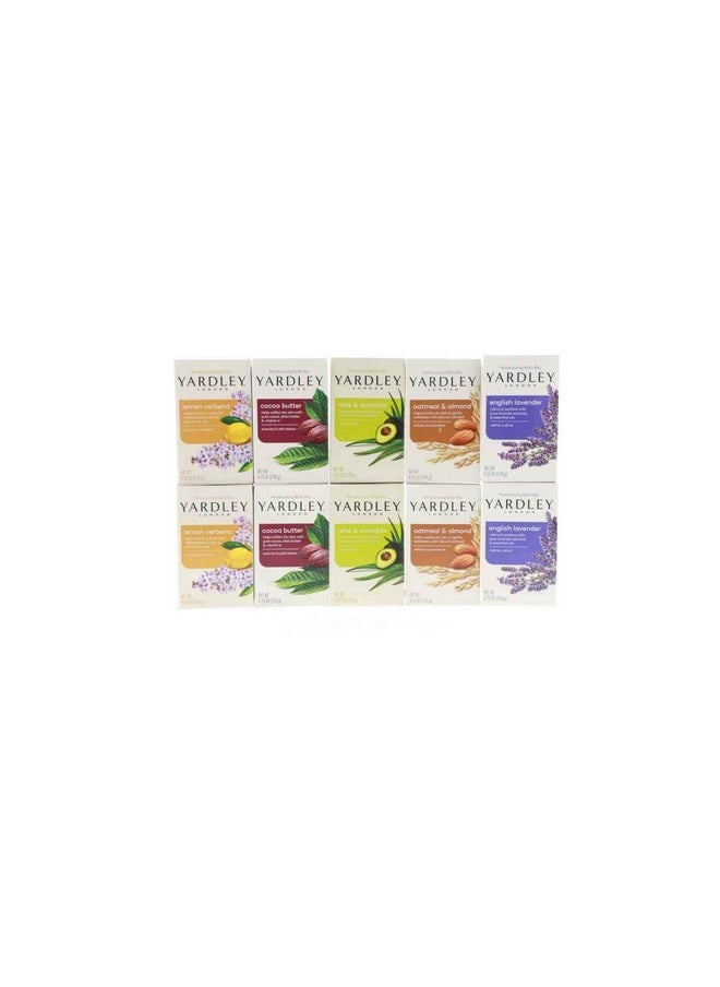 Yardley Yardley London Soap Bath Bar Bundle - 10 Bars: English Lavender, Oatmeal and Almond, Aloe and Avocado, Cocoa Butter, Lemon Verbena 4 Ounce Bars (Pack of 10, Two of each)  - Image 1