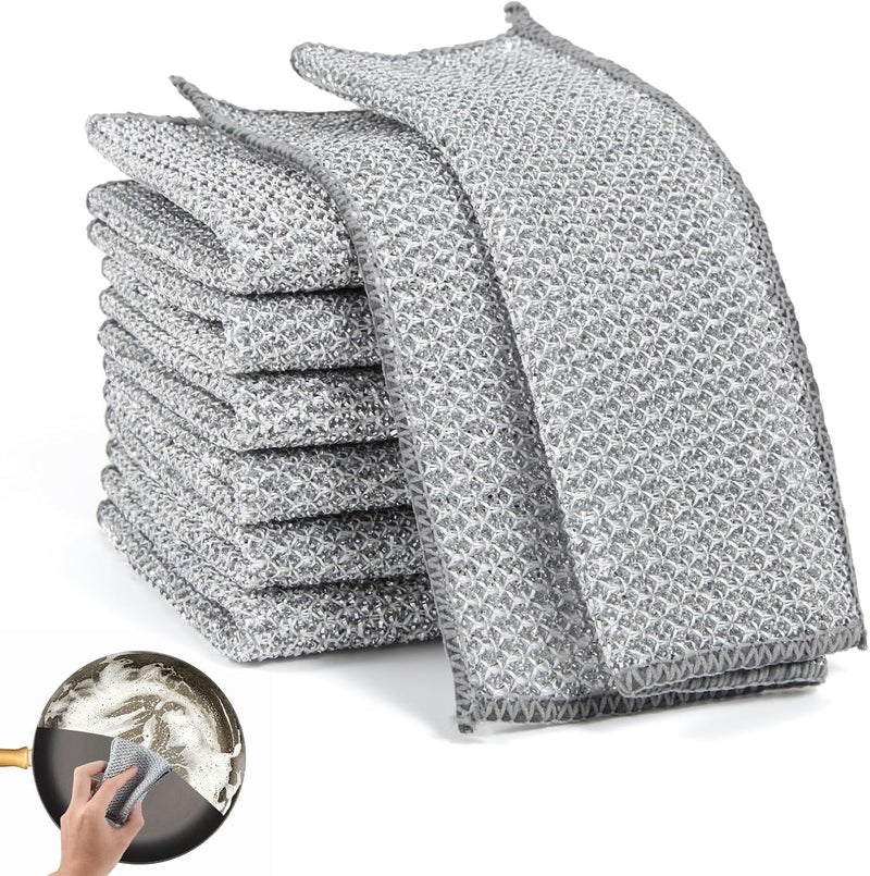 VALITUDO Non-Scratch Dish Wash Cloth (Pack of 8), Steel Wire Dishwashing Rags for Wet and Dry Stainless Steel Scrubber Non-Scratch Wire Dishcloth for Washing Dishes Sinks Counters (8) - Image 1