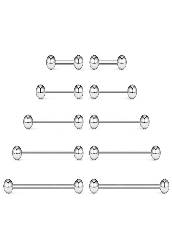 NewkeepsR Steel 5 Pairs-18G Short Nipple Rings, 18 Gauge Straight Barbell Industrial Cheek Dimple Piercing Bars Jewelry, Length 6mm/8mm/10mm/12mm/14mm - Image 1