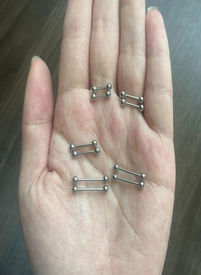 NewkeepsR Steel 5 Pairs-18G Short Nipple Rings, 18 Gauge Straight Barbell Industrial Cheek Dimple Piercing Bars Jewelry, Length 6mm/8mm/10mm/12mm/14mm - Image 3
