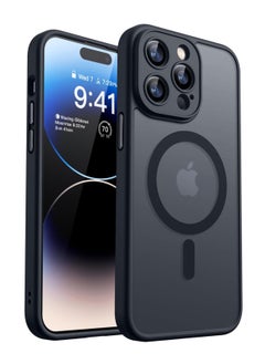 ESCASE Magnetic Cover for iPhone 14 Pro Max 6.7 Inch, MagSafe Compatible, Full Camera Protection, Translucent Matte Slim Protective Shockproof Case, Black  - Image 1