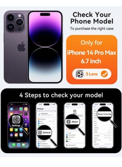 ESCASE Magnetic Cover for iPhone 14 Pro Max 6.7 Inch, MagSafe Compatible, Full Camera Protection, Translucent Matte Slim Protective Shockproof Case, Black  - Image 2