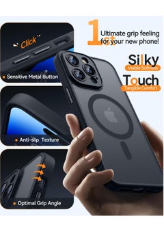 ESCASE Magnetic Cover for iPhone 14 Pro Max 6.7 Inch, MagSafe Compatible, Full Camera Protection, Translucent Matte Slim Protective Shockproof Case, Black  - Image 5