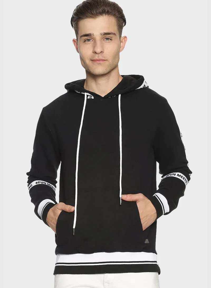 Campus Sutra Side Striped Hoodie