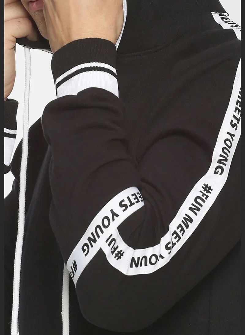 Campus Sutra Side Striped Hoodie