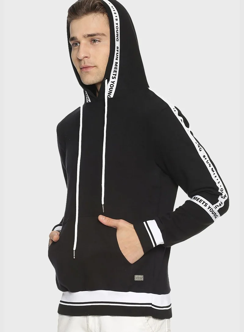 Campus Sutra Side Striped Hoodie