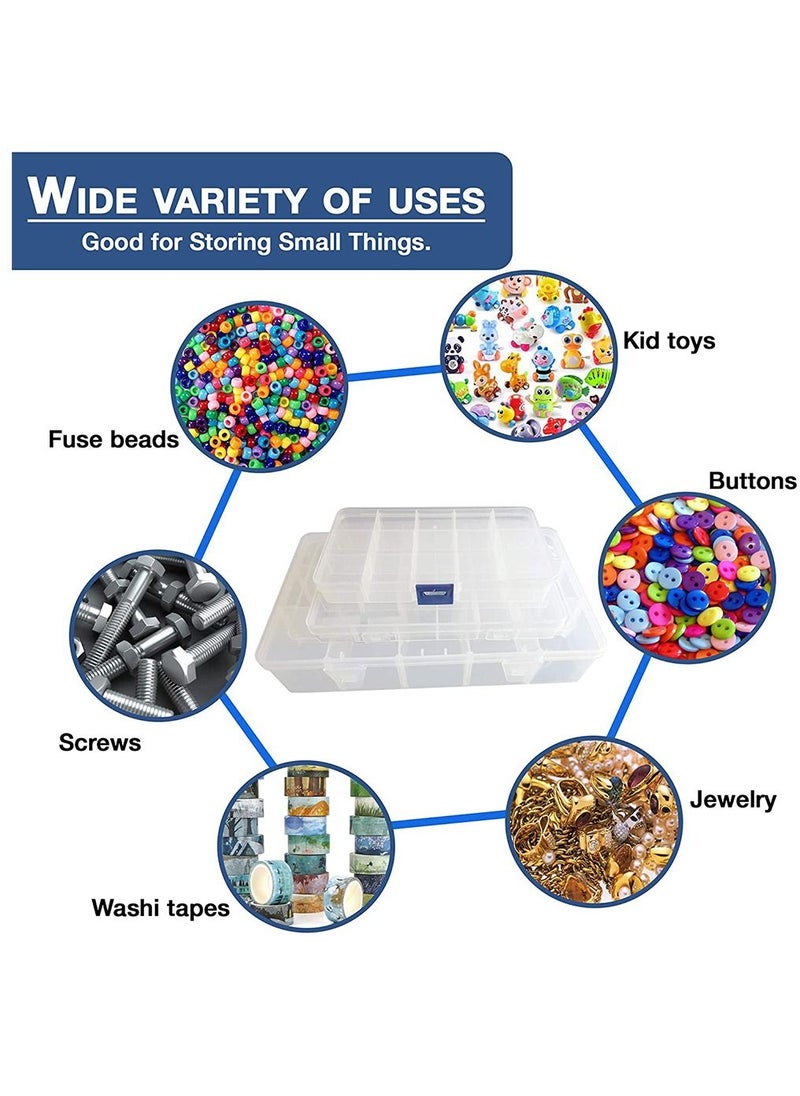 HomarKet 4-Piece Plastic Jewelry Organizer Box with Adjustable Divider Removable Grid  - Image 2