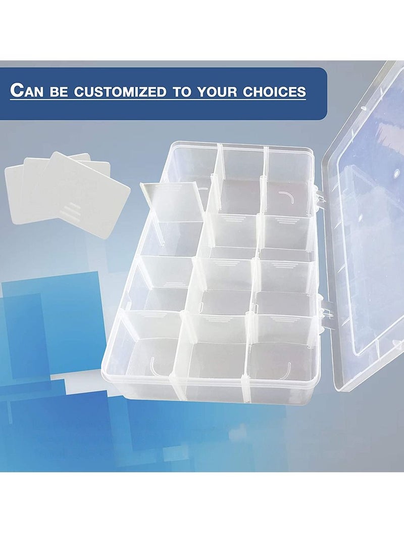 HomarKet 4-Piece Plastic Jewelry Organizer Box with Adjustable Divider Removable Grid  - Image 3