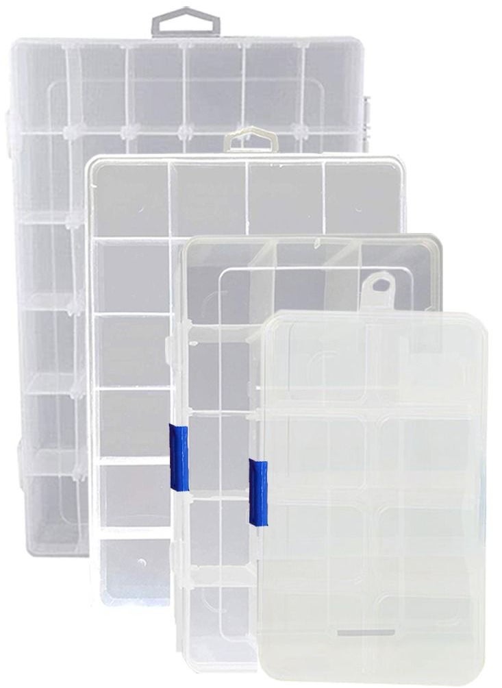 HomarKet 4-Piece Plastic Jewelry Organizer Box with Adjustable Divider Removable Grid  - Image 1