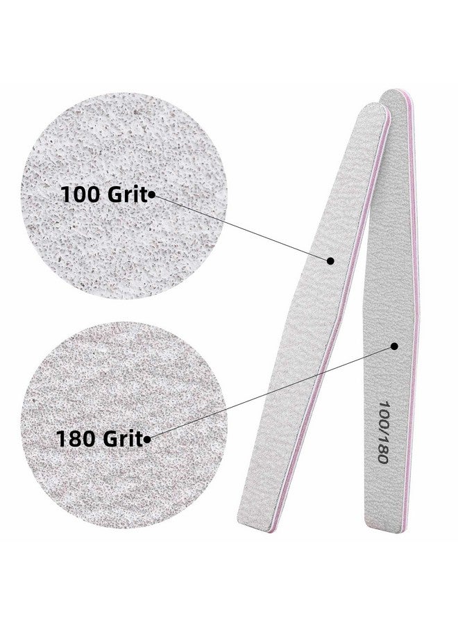 بي تي واي ام اس 25 قطعة من ملفات الأظافر ذات الحبيبات 100/180 للأظافر الأكريليكية، ألواح صنفرة مزدوجة الجوانب، ملفات تلميع أظافر قابلة لإعادة الاستخدام - Image 1