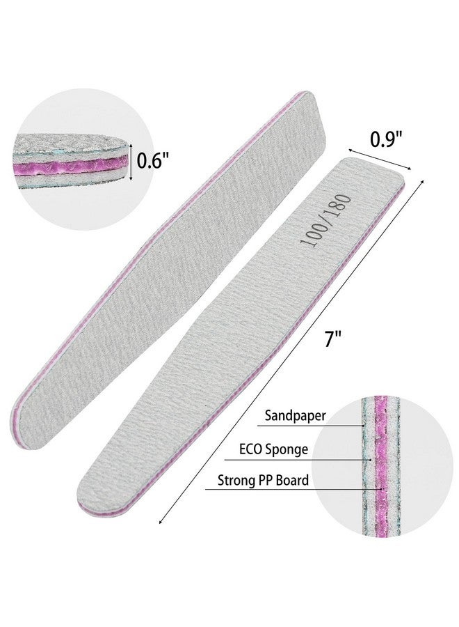 بي تي واي ام اس 25 قطعة من ملفات الأظافر ذات الحبيبات 100/180 للأظافر الأكريليكية، ألواح صنفرة مزدوجة الجوانب، ملفات تلميع أظافر قابلة لإعادة الاستخدام - Image 2