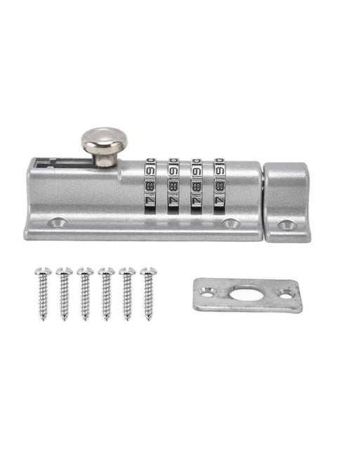 Combination Locking Bolt Safe Password Durable Rust Resistant Coating 4 Digit Lock Bolt for Pool Gate Fence FarmSilver