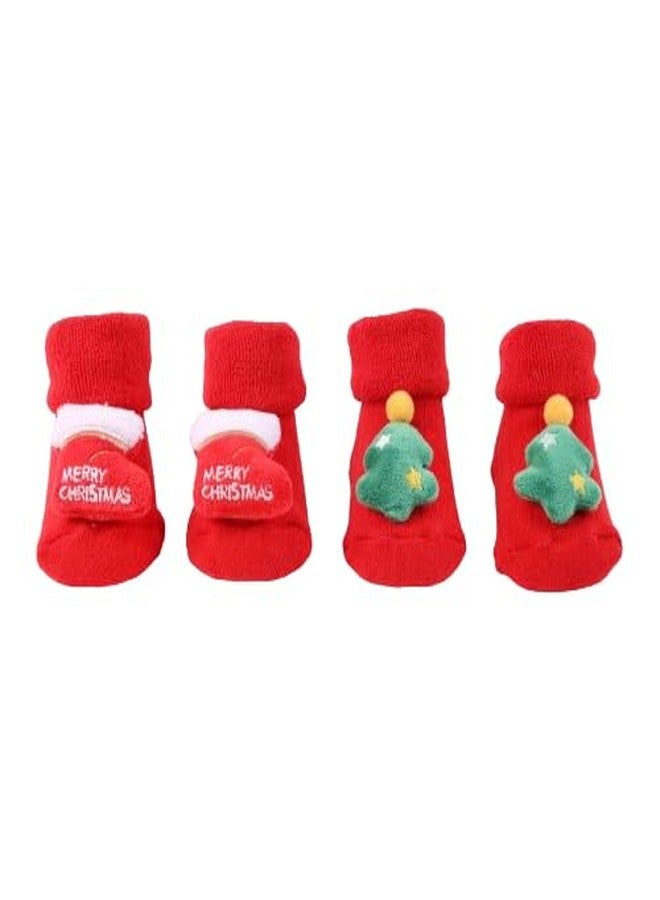 Kicks & Crawl Baby Boys & Baby Girls Anti-skid/slip Winter Wonderland Socks - Pack of 2 - Image 1