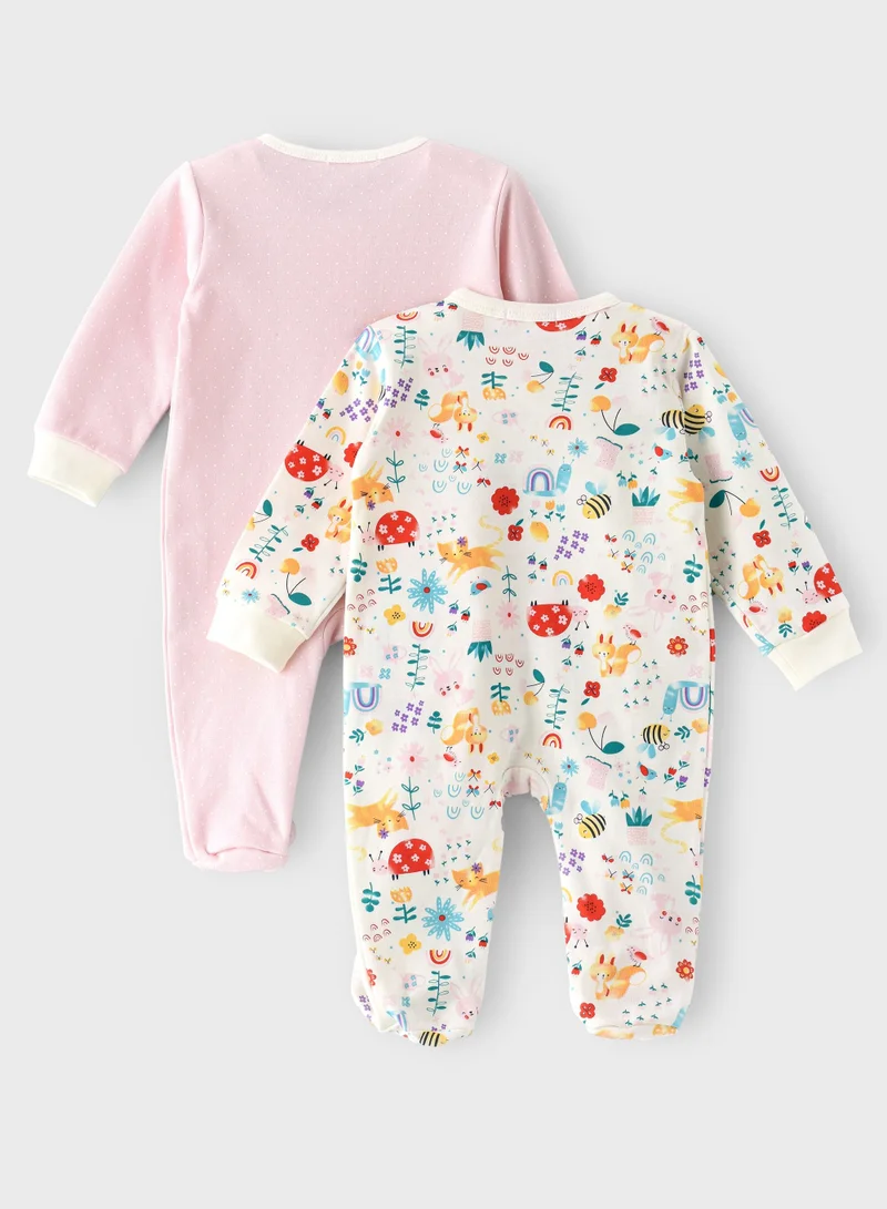 Boo Boo BooBoo Kids Garden Range 2 Pack sleepsuits