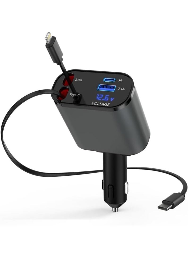 Super Fast Car Charger 120wt With Telescopic Cable - Image 2