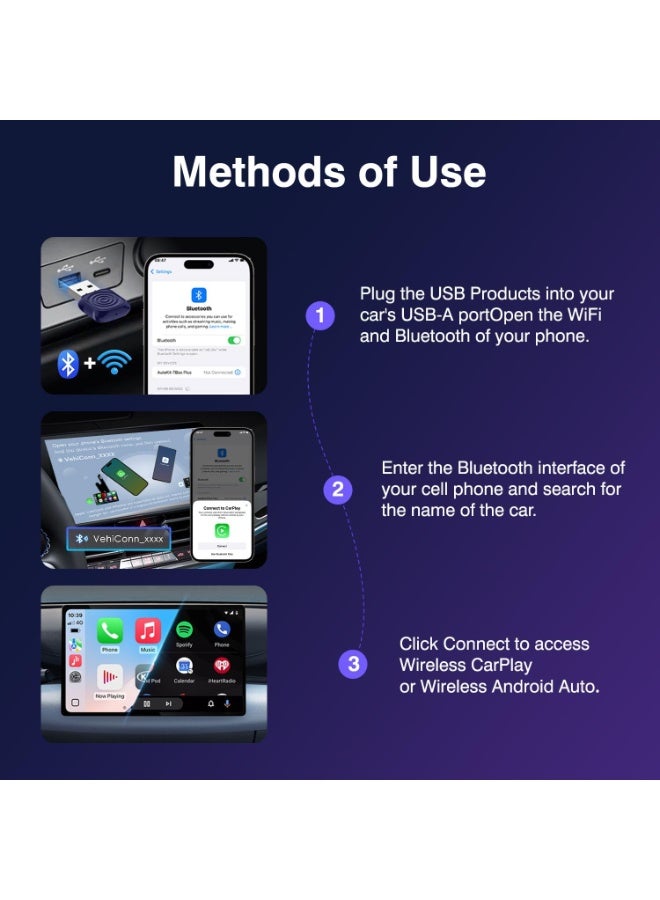 Carlinkit Mini Ultra CarPlay Wireless Adapter for iPhone, Wireless Android Auto Adapter, Converts Wired to Wireless CarPlay and Android Auto, Plug-and-Play Setup,Compatible with Cars from 2016+ - Image 5