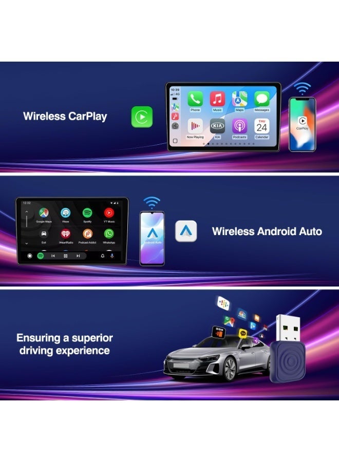 كار لينكيت محول لاسلكي صغير فائق الدقة لـ CarPlay لأجهزة iPhone، ومحول لاسلكي لـ Android Auto، يحول الاتصال السلكي إلى اتصال لاسلكي لـ CarPlay وAndroid Auto، إعداد سهل وسريع، متوافق مع السيارات من موديلات 2016 وما بعدها - Image 2