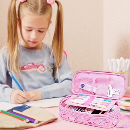 Bagseri Glitter Pencil Case for Girls - Expandable Kids Pencil Pouch Large Capacity Cute Pencil Bag for School, Pen Case Only (Pink, Unicorns) - Image 4
