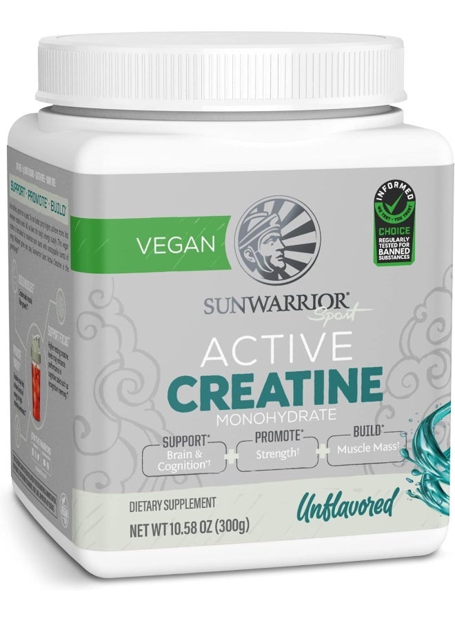 Sunwarrior Sports Active Creatine Monohydrate Vegan Powder Unflavoured 1058Oz 300G  Build Muscle Support Focus