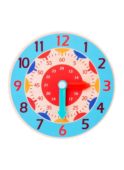 Light Blue Wooden Cognitive Clock Improves Observation Teaching Clock Educational Toy Suitable For 4 To 6 Years Old Children Clock