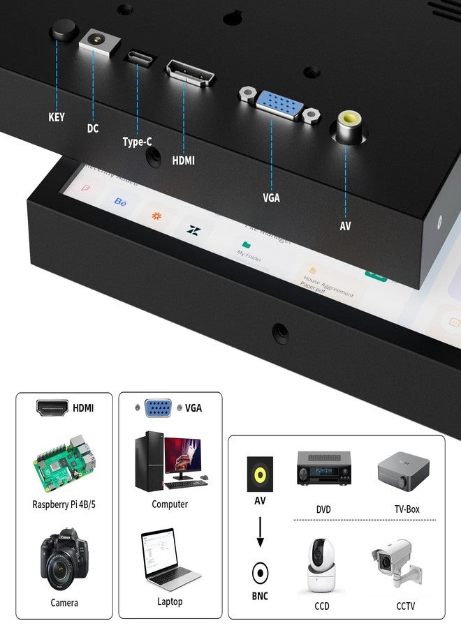 JUN-ELECTRON Mini Monitor 7 Inch Screen HDMI, VGA, AV, BNC, 1024 × 600 Small IPS Screen with Built-in Speakers, 178° Viewing Angle LCD Portable Monitor for PC/TV/DVD/CVBS (7 inch - Non Touch) - Image 2
